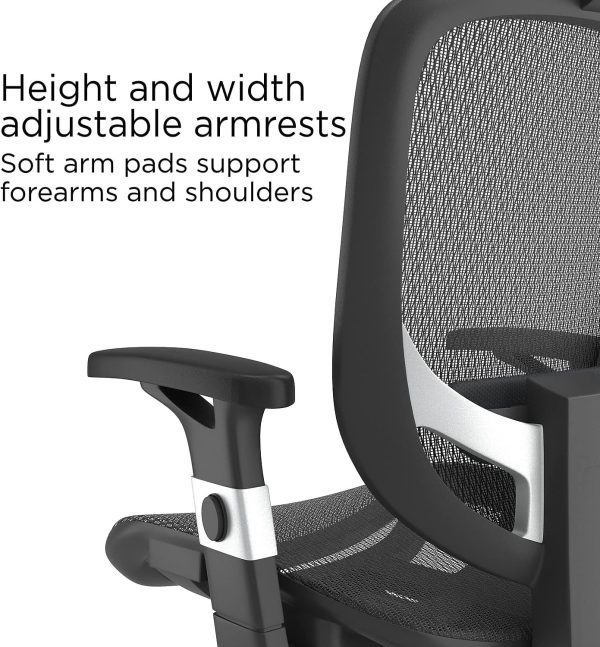 Staples Hyken Ergonomic Mesh Swivel Task Chair, Black (UN59460) - Image 5